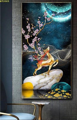 File gốc File tranh hiện đại Sơn Dầu AT2065 (in lụa) trang trí tường