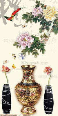 File tranh gốc file gốc bình hoa B123 chủ đề hiện đại