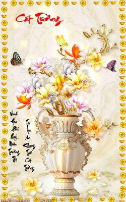 File tranh gốc file gốc bình hoa B137 chủ đề hiện đại