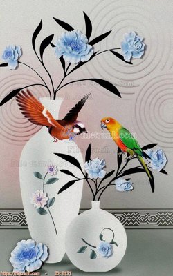 File tranh gốc in trần nhà file gốc bình hoa B171 3D