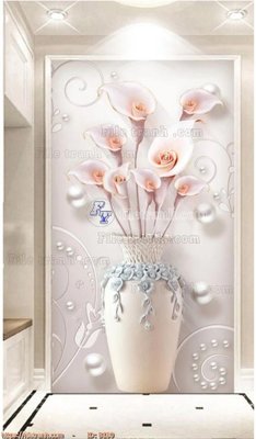 File tranh file gốc bình hoa B180 (file gốc) chủ đề phong thủy