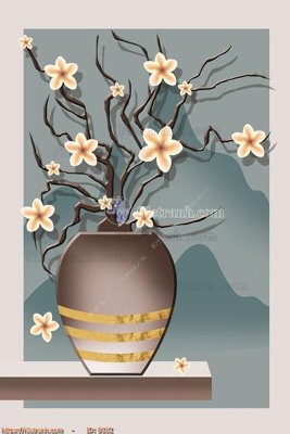 File in lụa file gốc bình hoa B182 (hoa văn) file gốc bình hoa B182