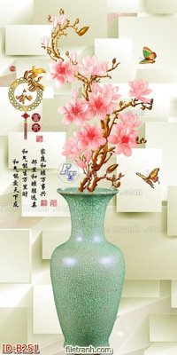 File in lụa file gốc bình hoa B251 (tân cổ điển) file gốc bình hoa B251