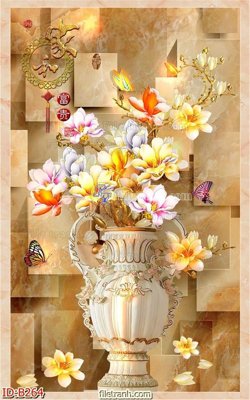 Tải file file gốc bình hoa B264 (ảnh gốc) in tranh kính