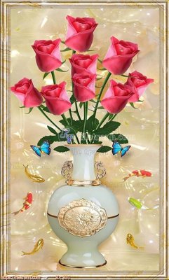 File gốc file gốc bình hoa B31 (in lụa) tranh mã đáo