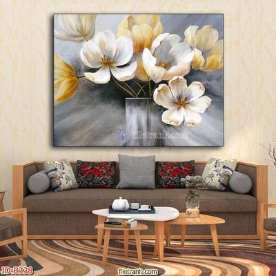 File tranh gốc in trần nhà file gốc bình hoa B338 3D