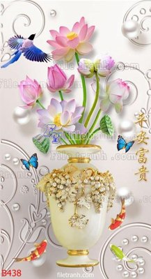File gốc file gốc bình hoa B438 (in lụa) họa tiết 3D