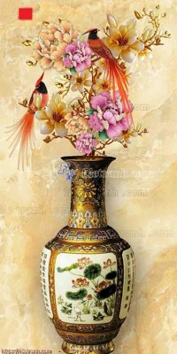 File tranh file gốc bình hoa B45 (bản gốc) treo quán cafe