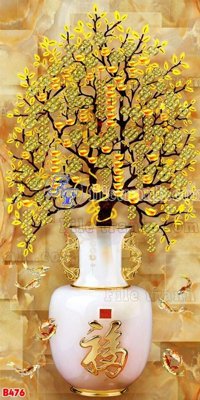 Ảnh gốc File tranh bình hoa B476 (nét căng) in mica