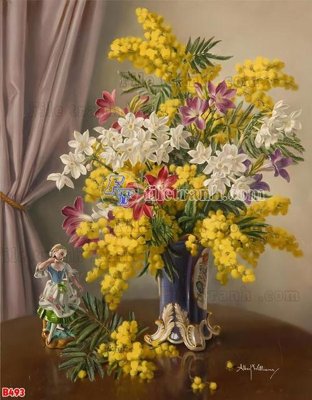 File in trần File tranh bình hoa B493 (bản gốc) mây trời