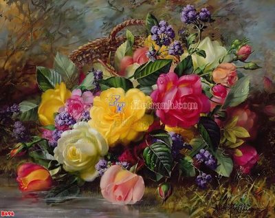 Ảnh gốc File tranh bình hoa B494 (nét căng) in mica