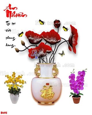 Tải file File tranh bình hoa B495 (gốc) chủ đề tâm linh