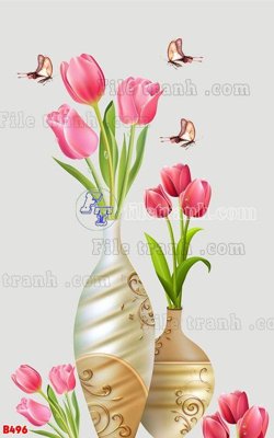 File in ấn File tranh bình hoa B496 (bản gốc) cao cấp