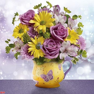 File tranh in tráng gương File tranh bình hoa B499 (siêu nét)