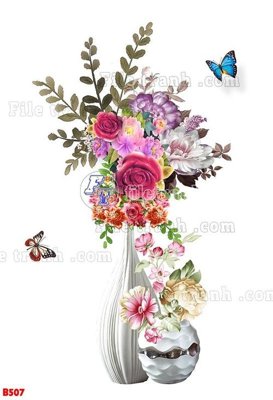 File ảnh File tranh bình hoa B507 (gốc) in standee