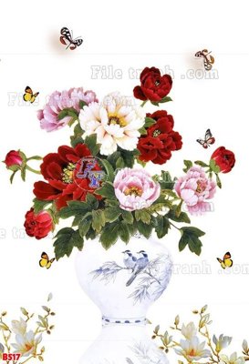 File tranh gốc File tranh bình hoa B517 chủ đề hiện đại