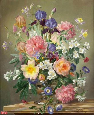 File tranh ảnh gốc File tranh bình hoa B520 dùng cho in khổ lớn