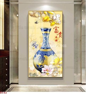 File tranh trang trí File tranh bình hoa B542 (file gốc)