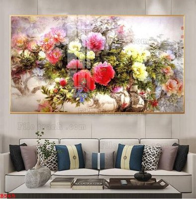 File ảnh File tranh bình hoa B565 (gốc) dùng in Pano