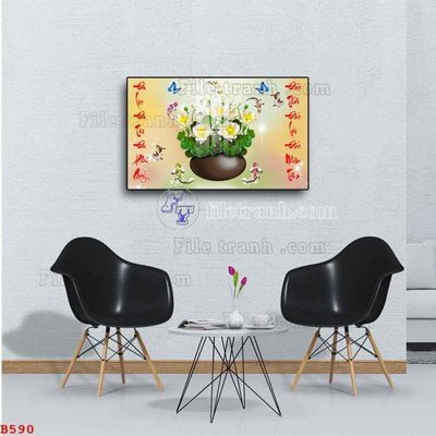 File gốc File tranh bình hoa B590 (in tráng gương) ốp tường