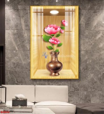 File in ấn chuyên nghiệp File tranh bình hoa 5D ô trưng bày đèn rọi B5D10 (file gốc)
