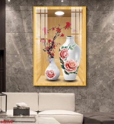 File ảnh File tranh bình hoa 5D ô trưng bày đèn rọi B5D100 (gốc) trang trí khách sạn
