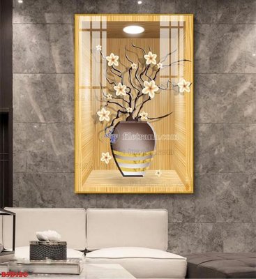 Chi tiết file ảnh File tranh bình hoa 5D ô trưng bày đèn rọi B5D120 sắc nét