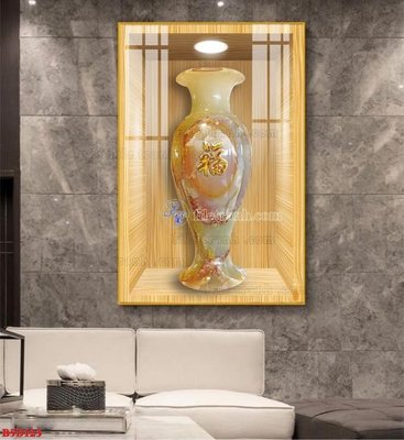 File tranh File tranh bình hoa 5D ô trưng bày đèn rọi B5D123 (bản gốc) in lụa 5D