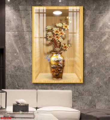 File in lụa File tranh bình hoa 5D ô trưng bày đèn rọi B5D138 (tân cổ điển) File tranh bình hoa 5D ô trưng bày đèn rọi B5D138