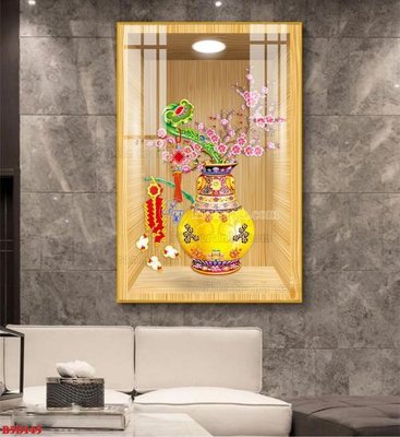File tranh File tranh bình hoa 5D ô trưng bày đèn rọi B5D145 (gốc) chủ đề trẻ em