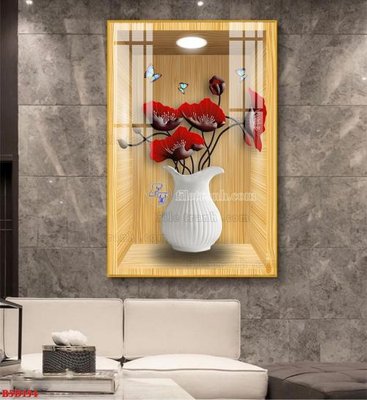 File PSD File tranh bình hoa 5D ô trưng bày đèn rọi B5D154 (nguyên bản) cho thiết kế