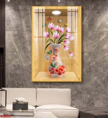 Download file File tranh bình hoa 5D ô trưng bày đèn rọi B5D155 (gốc) in mica ốp bếp