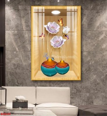 Download file File tranh bình hoa 5D ô trưng bày đèn rọi B5D157 (gốc) in mica bàn thờ