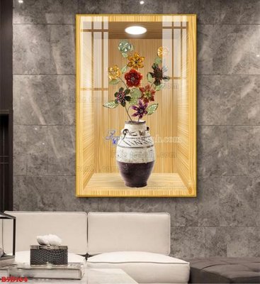 Tải file File tranh bình hoa 5D ô trưng bày đèn rọi B5D164 (ảnh gốc) in gạch men