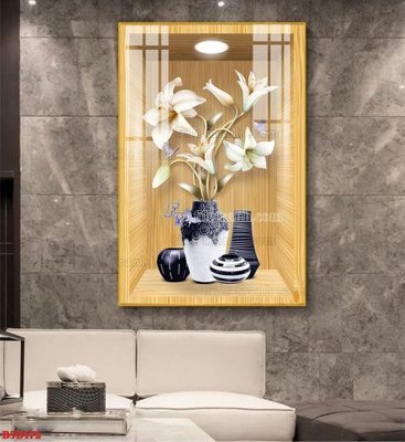 File gốc File tranh bình hoa 5D ô trưng bày đèn rọi B5D172 (in 3D) nghệ thuật