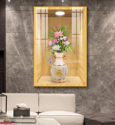 File gốc File tranh bình hoa 5D ô trưng bày đèn rọi B5D175 (ảnh chi tiết) để in trần