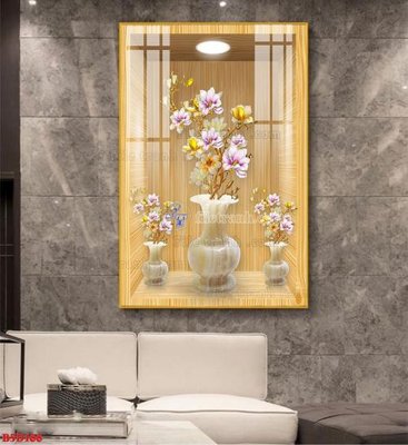 File in ấn File tranh bình hoa 5D ô trưng bày đèn rọi B5D188 chuyên nghiệp