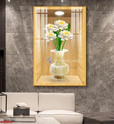 Cung cấp file tranh gốc File tranh bình hoa 5D ô trưng bày đèn rọi B5D190 độc quyền