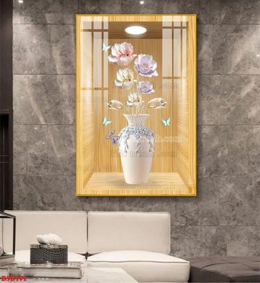 File tranh File tranh bình hoa 5D ô trưng bày đèn rọi B5D191 (gốc) in film