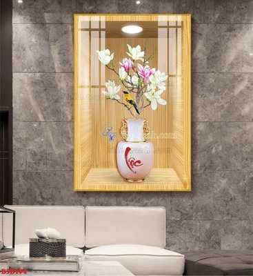 Hình ảnh file gốc File tranh bình hoa 5D ô trưng bày đèn rọi B5D194 cho in UV