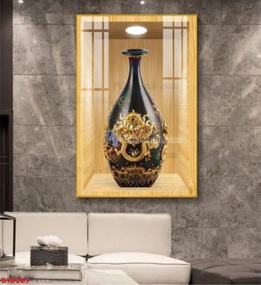 Tải file File tranh bình hoa 5D ô trưng bày đèn rọi B5D203 (PSD) cho in tranh 3D