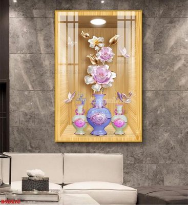 File tranh quảng cáo File tranh bình hoa 5D ô trưng bày đèn rọi B5D210 (file gốc) chuyên nghiệp