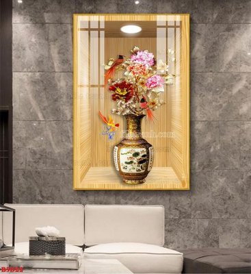 File gốc File tranh bình hoa 5D ô trưng bày đèn rọi B5D22 (in ấn) không giới hạn