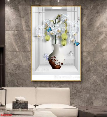 File gốc File tranh bình hoa 5D ô trưng bày đèn rọi B5D220 (phong cách) cổ điển