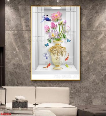 Tải file File tranh bình hoa 5D ô trưng bày đèn rọi B5D221 (gốc) để in ấn ngay