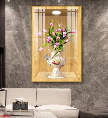 Download file ảnh gốc File tranh bình hoa 5D ô trưng bày đèn rọi B5D23 để in ấn