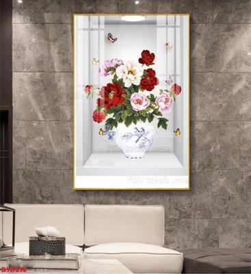 File tranh File tranh bình hoa 5D ô trưng bày đèn rọi B5D238 (gốc) chủ đề con người