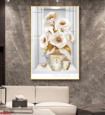 File in trần File tranh bình hoa 5D ô trưng bày đèn rọi B5D247 (bản gốc) 5D