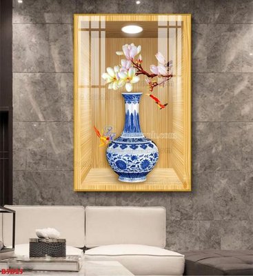 File ảnh gốc File tranh bình hoa 5D ô trưng bày đèn rọi B5D25 (chuyên in mica)
