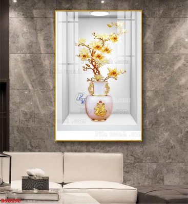 Tải file gốc File tranh bình hoa 5D ô trưng bày đèn rọi B5D250 (in khổ lớn) không vỡ